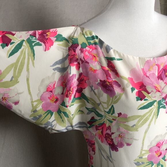 NWT ELIZABETH & JAMES Nora Silk Dress Sz M Floral Asymmetrical Hem Neckline $365 - Picture 16 of 16